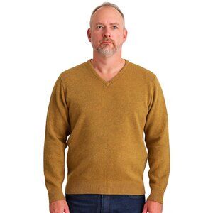 EUC Full Fashioned Mens Mustard Gold Pure Lambswool & Cashmere Sweater | Size: M